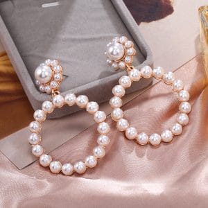 Round Pearl Long Earrings | SPOTYMART