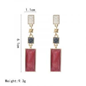 Houndstooth Contrast Color Rectangular Earrings | SPOTYMART
