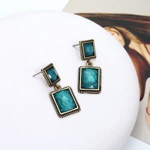 Emerald Retro Square Baroque Earrings | SPOTYMART